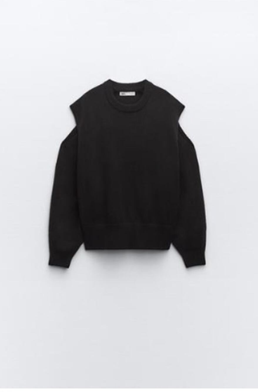 Zara Black Opening Knit Sweater Size S NWT Size S